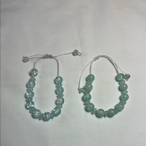 Aqua Beaded Bracelets Set